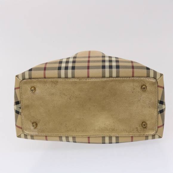 BURBERRY Nova Check Hand Bag PVC Leather Beige Auth yk7516 - Picture 5 of 16